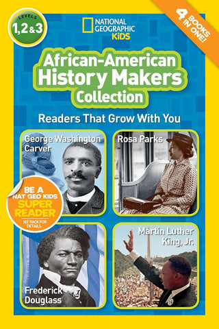 Learn about the lives and accomplishments of four inspiring figures from American history all in one book: George Washington Carver, Rosa Parks, Frederick Douglass, and Martin Luther King, Jr.